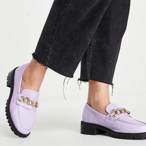 London Rebel Chunky Lilac leather Loafers